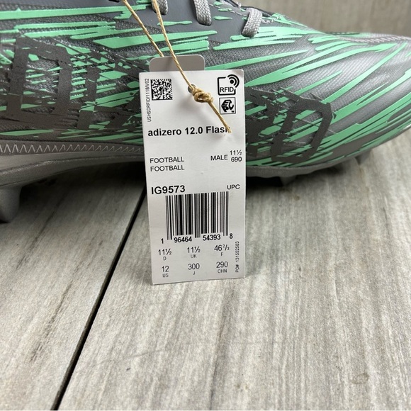 NEW Adidas Adizero 12.0 Flash Grey Football Sneaker Cleats  ig9573 Men’s Size 12 - Picture 10 of 11